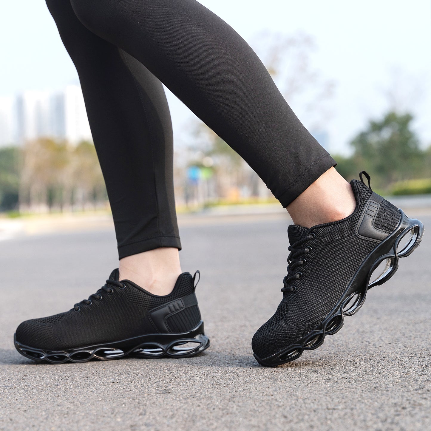 Steel Toe Wide Work Sneakers for Women Lightweight Breathable Slip Resistant Safety Shoes #11876